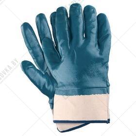 Перчатки с нитриловым покрытием полный облив манжет крага бирюзовые (12 пар/короб.)
