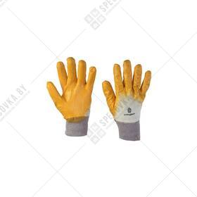 Перчатки с нитриловым покрытием с однослойным частичным обливом жёлтые (12 пар/короб.)