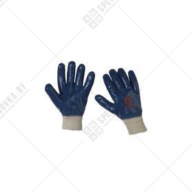 Перчатки рабочие с полным нитриловым покрытием тёмно-синие (10 пар/короб.)