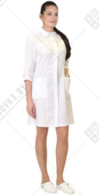 Халат медицинский женский «СИРИУС-ОПТИМА», белый, укороченный рукав, 65% ПЭ, 35% ХБ