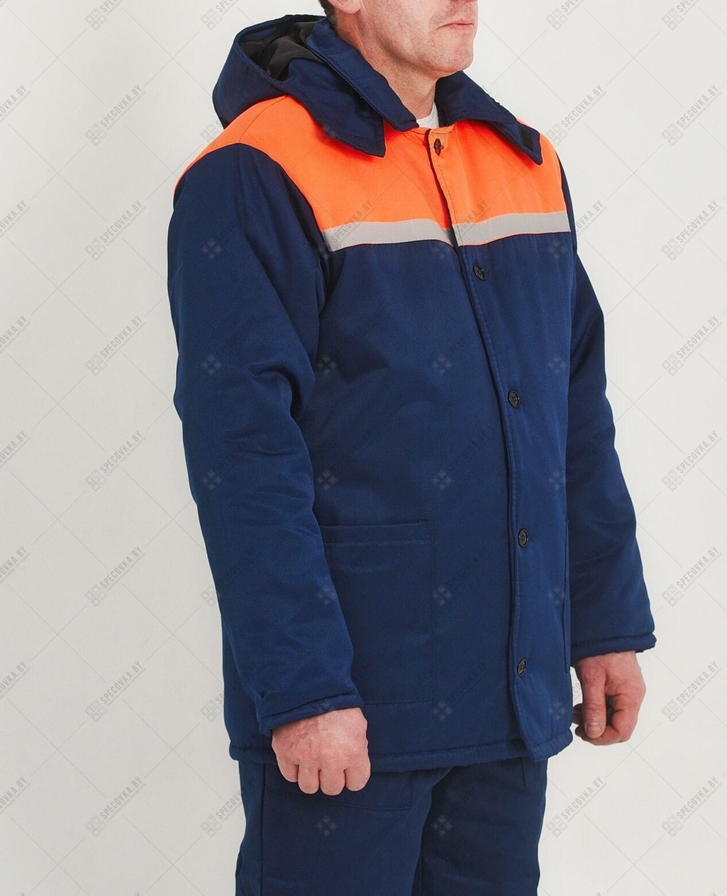 Куртка утеплённая (оранжевая вставка) с капюшоном