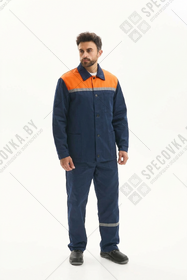 Костюм рабочий усиленный с брюками (оранжевая вставка)
