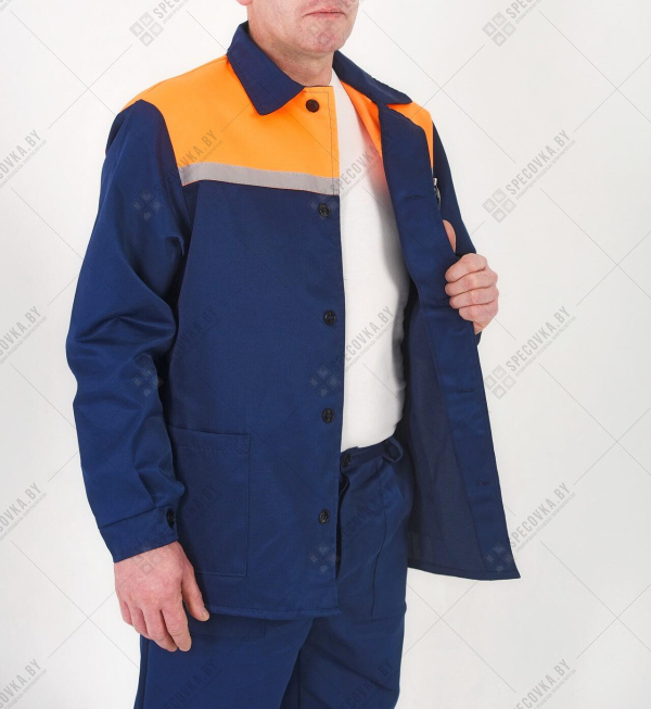 Костюм рабочий усиленный с брюками (оранжевая вставка)