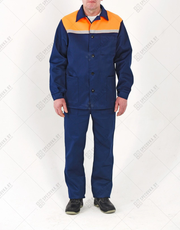 Костюм рабочий усиленный с брюками (оранжевая вставка)