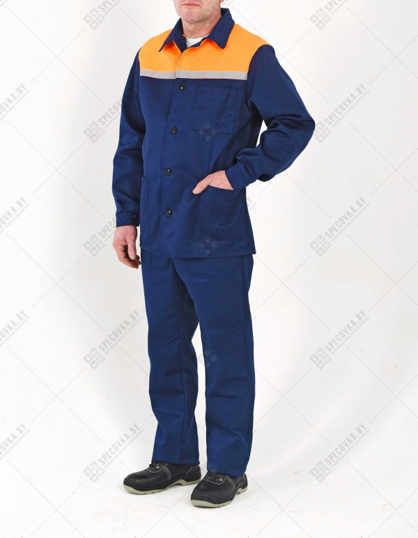 Костюм рабочий усиленный с брюками (оранжевая вставка)