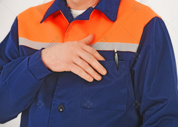 Костюм рабочий усиленный с брюками (оранжевая вставка)