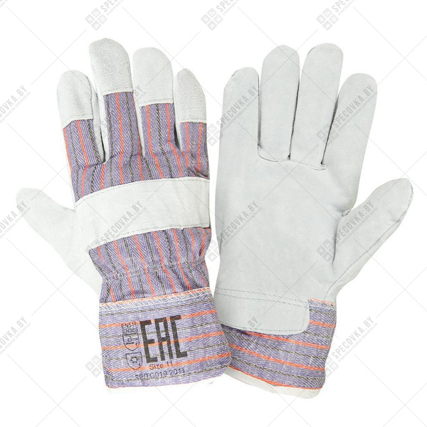 Перчатки рабочие спилковые комбинированные ТРАЛЛ (120 пар/короб.)