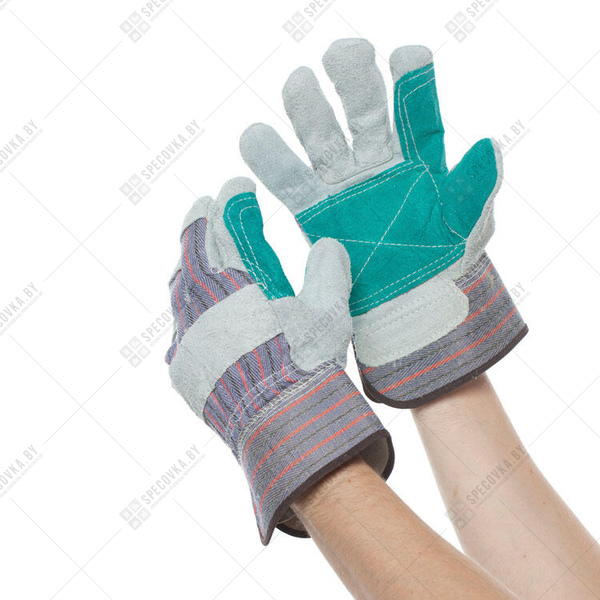 Перчатки рабочие спилковые комбинированные ДОКЕР с усилением (120 пар/короб.)