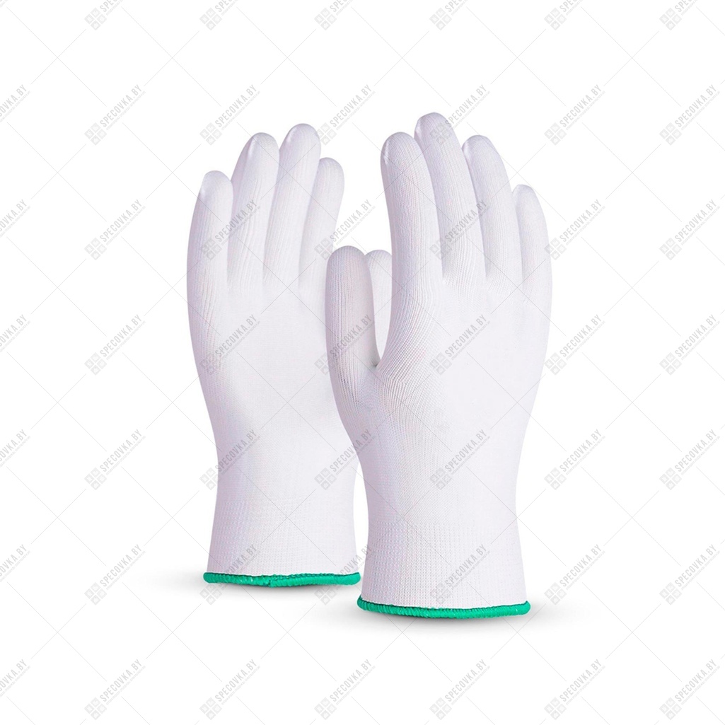Перчатки нейлоновые белые с ПУ покрытием