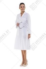 Халат медицинский женский "Панацея", белый, длинный рукав, 35% вискоза/65% полиэфир