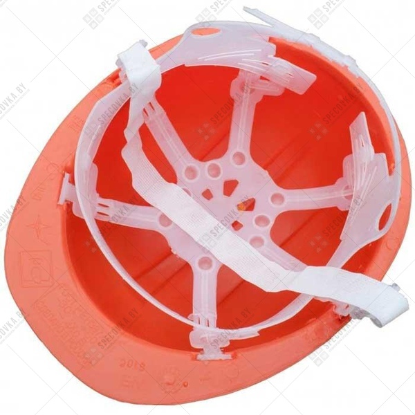 Защитная строительная каска (оранжевая) с пласт. оголовьем