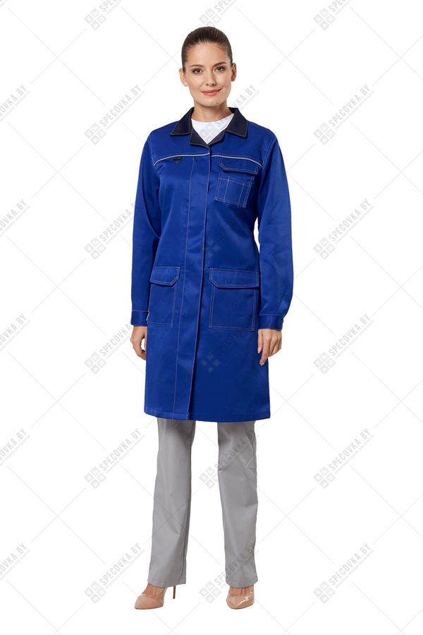 Халат рабочий женский "Страйк" (василек/синий)