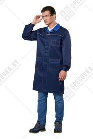 Халат рабочий мужской "Страйк" (т.синий/василек)