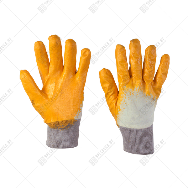 Перчатки нитриловые (почти полный облив) жёлтые