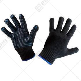 Перчатки х/б, ПВХ покрытие - точка, 4 нити "Стандарт", Чёрные
