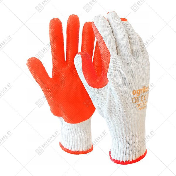 Перчатки х/б с прочным латексным покрытием "Кирпич"