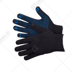 Перчатки рабочие трикотажные, 7 нитей, ПВХ-точка, 7 класс
