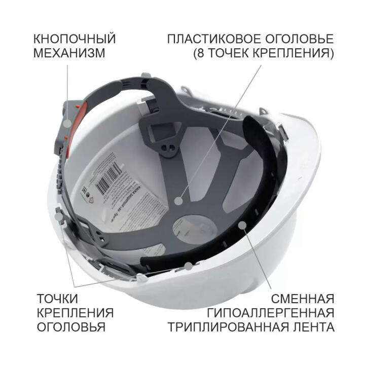 Каска защитная АЙ-ПРАЙМ КЛАССИК с пластиковым оголовьем (оранжевая)