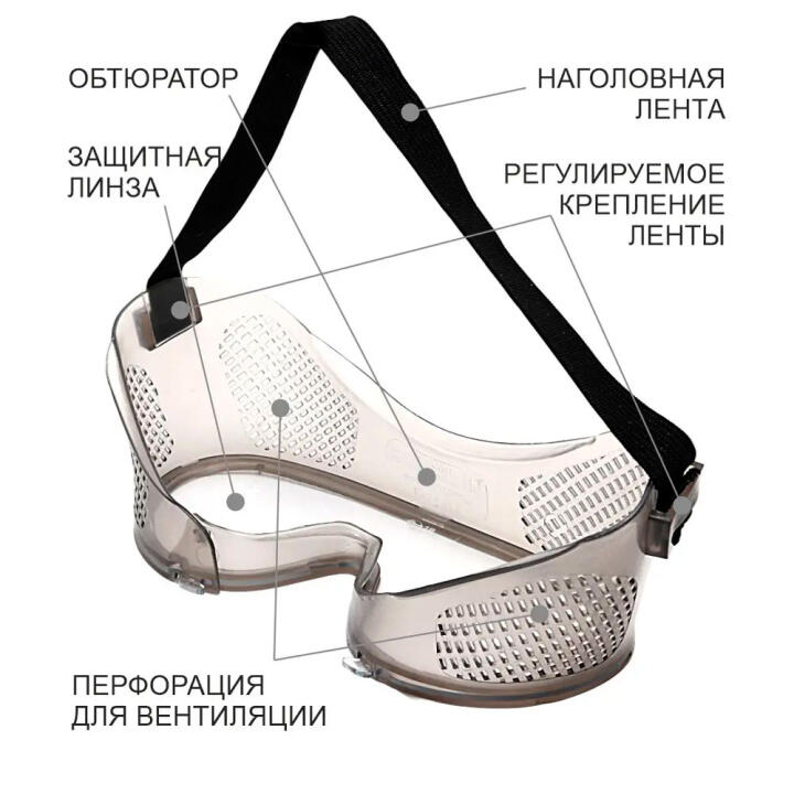 Очки закрытого типа с прямой вентиляцией