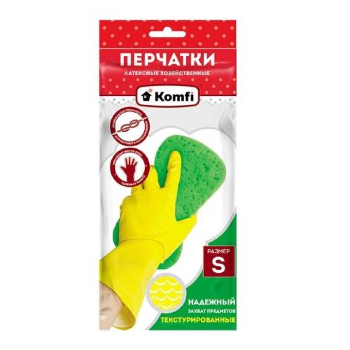 Перчатки хозяйственные латексные без Х/Б напыления жёлтые (12 пар/короб.)