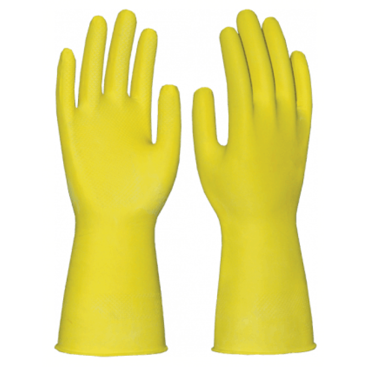 Перчатки хозяйственные жёлтые (25 пар/короб.)